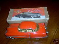 Marusan 1950's Cadillac Japanese Tin Car Red w/Orig Box